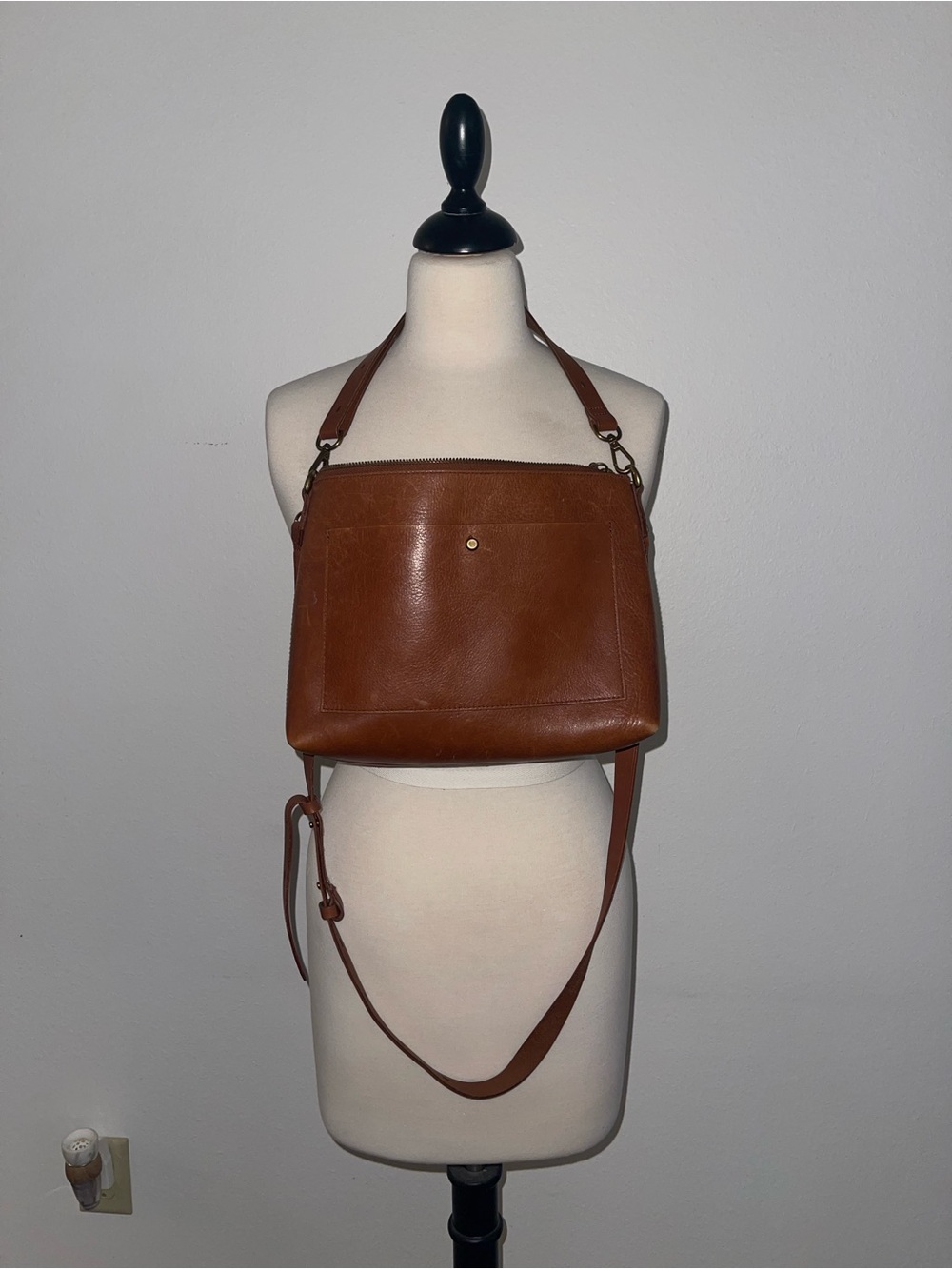 Madewell Cognac Brown Leather Crossbody Bag